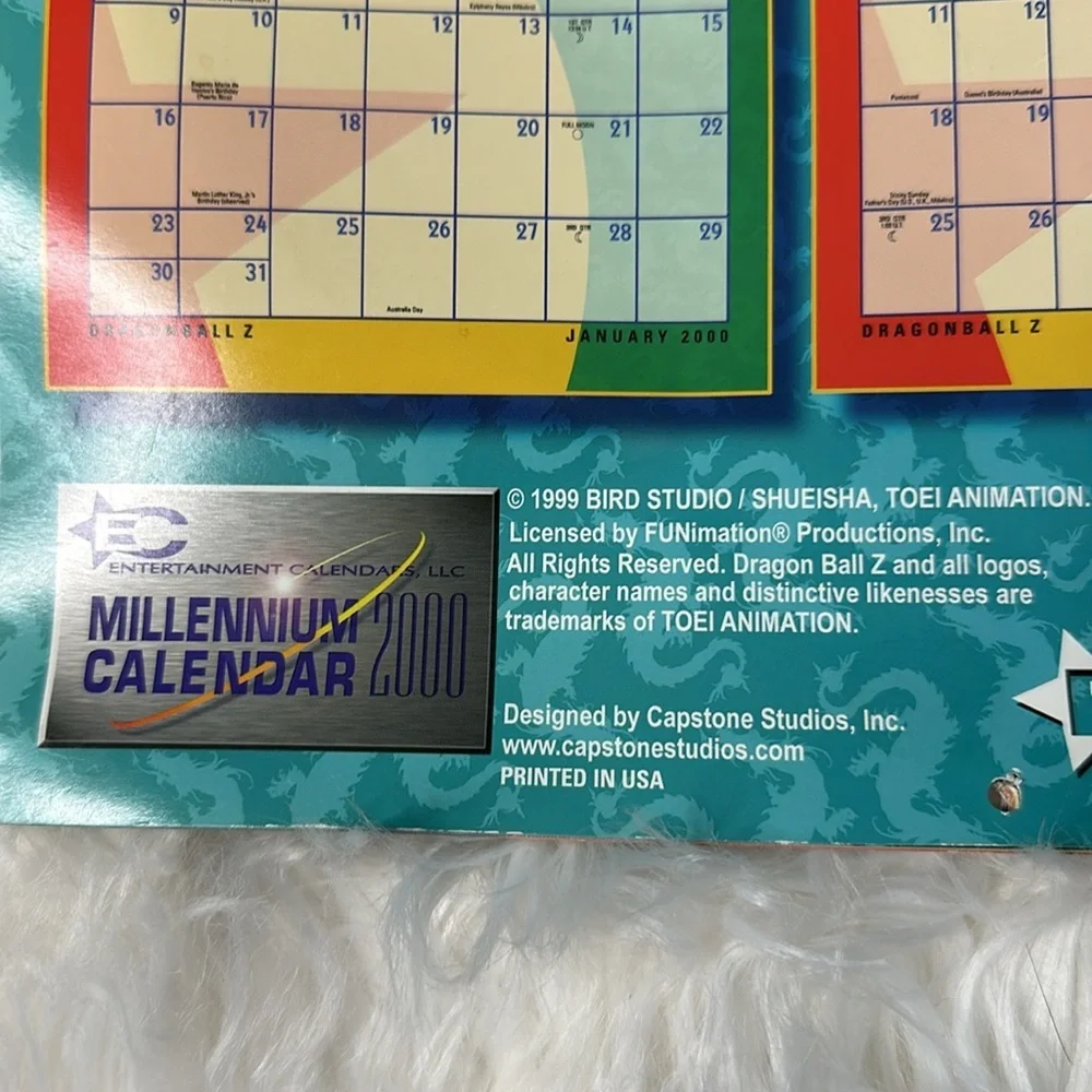Dragon Ball Z 2000 18 Month Year Vintage Calendar